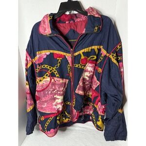 East West Vintage 1990s Toile Print Windbreaker Jacket Full Zip Lightweight M